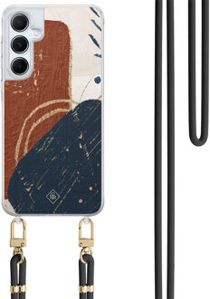 Casimoda Samsung Galaxy A55 hoesje met zwart koord - Abstract terracotta Multi
