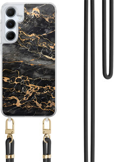 Casimoda Samsung Galaxy A55 hoesje met zwart koord - Marmer grijs brons