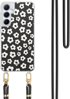 Casimoda Samsung Galaxy A55 hoesje met zwart koord - Retro bloempjes