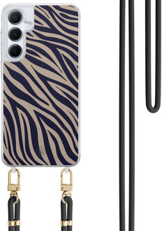 Casimoda Samsung Galaxy A55 hoesje met zwart koord - Wavy twist Blauw
