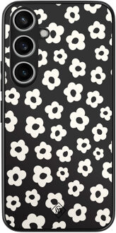 Casimoda Samsung Galaxy A55 hoesje - Retro bloempjes Zwart