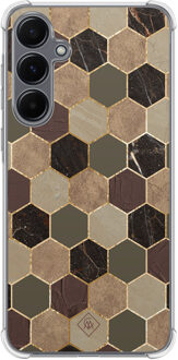 Casimoda Samsung Galaxy A55 shockproof hoesje - Kubus groen bruin Bruin/beige