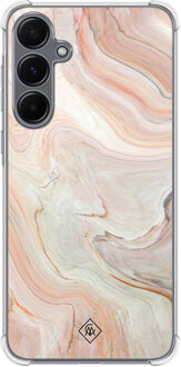 Casimoda Samsung Galaxy A55 shockproof hoesje - Marmer waves Bruin/beige