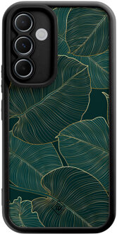 Casimoda Samsung Galaxy A55 zwarte case - Monstera leaves Groen