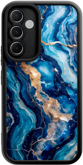 Casimoda Samsung Galaxy A55 zwarte case - Ocean marble Blauw