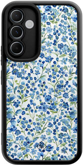 Casimoda Samsung Galaxy A55 zwarte case - Vintage blue floral Blauw