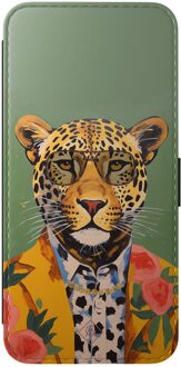 Casimoda Samsung Galaxy A56 flipcase - Luipaard hipster Groen