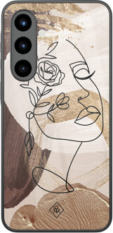 Casimoda Samsung Galaxy A56 glazen hardcase - Abstract gezicht bruin Bruin/beige