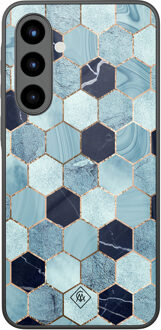 Casimoda Samsung Galaxy A56 glazen hardcase - Blue cubes Blauw