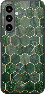 Casimoda Samsung Galaxy A56 glazen hardcase - Kubus groen