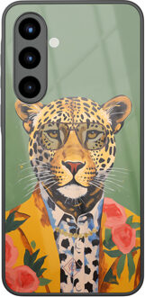 Casimoda Samsung Galaxy A56 glazen hardcase - Luipaard hipster Groen
