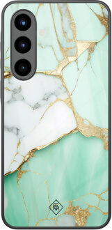 Casimoda Samsung Galaxy A56 glazen hardcase - Marmer mint goud Mint, Goudkleurig