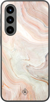 Casimoda Samsung Galaxy A56 glazen hardcase - Marmer waves Bruin/beige