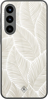Casimoda Samsung Galaxy A56 glazen hardcase - Palmy leaves beige Bruin/beige