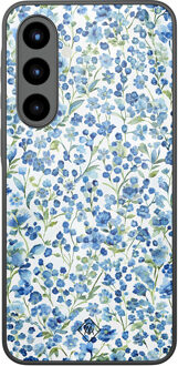 Casimoda Samsung Galaxy A56 glazen hardcase - Vintage blue floral Blauw