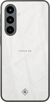 Casimoda Samsung Galaxy A56 glazen hardcase - Vive la vie Grijs/zilverkleurig