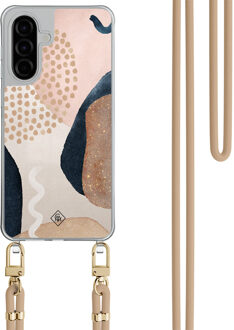 Casimoda Samsung Galaxy A56 hoesje met beige koord - Abstract dots Bruin/beige