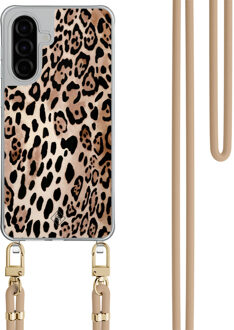 Casimoda Samsung Galaxy A56 hoesje met beige koord - Golden wildcat Bruin/beige