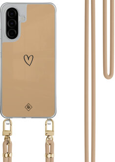 Casimoda Samsung Galaxy A56 hoesje met beige koord - Hart bruin Bruin/beige
