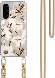 Casimoda Samsung Galaxy A56 hoesje met beige koord - In bloom Bruin/beige
