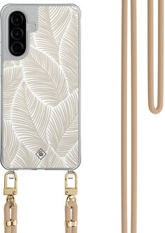 Casimoda Samsung Galaxy A56 hoesje met beige koord - Palm leaves beige Bruin/beige