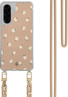 Casimoda Samsung Galaxy A56 hoesje met beige koord - Sweet daisies Bruin/beige