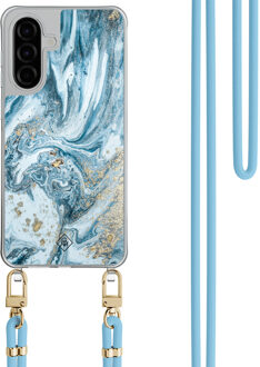 Casimoda Samsung Galaxy A56 hoesje met blauw koord - Marble sea