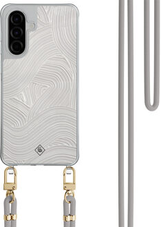 Casimoda Samsung Galaxy A56 hoesje met grijs koord - Abstract waves Grijs/zilverkleurig