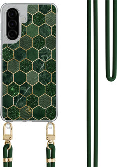 Casimoda Samsung Galaxy A56 hoesje met groen koord - Kubus groen
