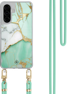 Casimoda Samsung Galaxy A56 hoesje met mint koord - Marmer mintgroen
