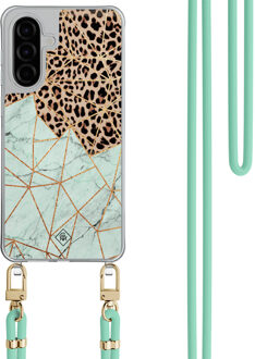 Casimoda Samsung Galaxy A56 hoesje met rosegoud koord - Marmer paars