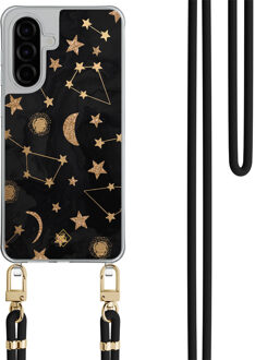 Casimoda Samsung Galaxy A56 hoesje met zwart koord - Counting the stars Zwart, Goudkleurig