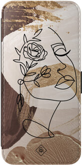 Casimoda Samsung Galaxy A57 flipcase - Abstract gezicht bruin Bruin/beige