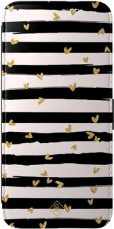 Casimoda Samsung Galaxy A57 flipcase - Hart streepjes Zwart, Goudkleurig