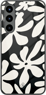 Casimoda Samsung Galaxy A57 glazen hardcase - Noir bloom Zwart