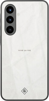 Casimoda Samsung Galaxy A57 glazen hardcase - Vive la vie Grijs/zilverkleurig