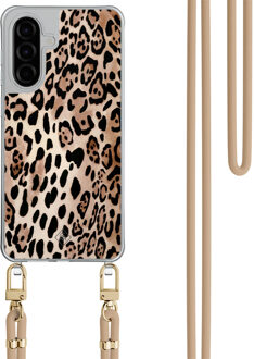 Casimoda Samsung Galaxy A57 hoesje met beige koord - Golden wildcat Bruin/beige