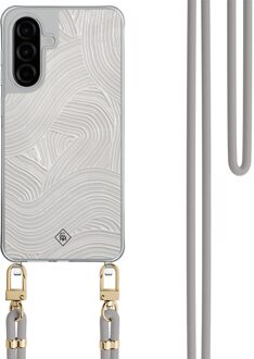 Casimoda Samsung Galaxy A57 hoesje met grijs koord - Abstract waves Grijs/zilverkleurig