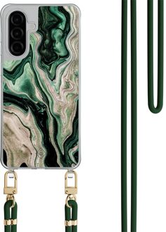 Casimoda Samsung Galaxy A57 hoesje met groen koord - Green waves