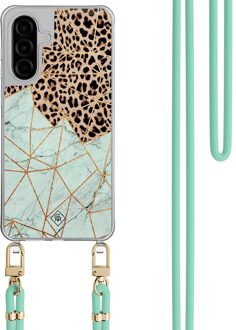 Casimoda Samsung Galaxy A57 hoesje met rosegoud koord - Marmer paars