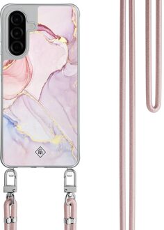 Casimoda Samsung Galaxy A57 hoesje met rosegoud koord - Purple sky Paars