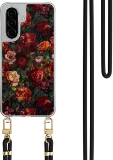 Casimoda Samsung Galaxy A57 hoesje met zwart koord - Floral garden Rood