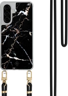 Casimoda Samsung Galaxy A57 hoesje met zwart koord - Marmer zwart