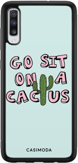 Casimoda Samsung Galaxy A70 hoesje - Go sit on a cactus Blauw