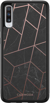 Casimoda Samsung Galaxy A70 hoesje - Marble grid Grijs/zilverkleurig