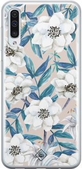 Casimoda Samsung Galaxy A70 siliconen telefoonhoesje - Touch of flowers Blauw