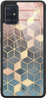 Casimoda Samsung Galaxy A71 glazen hardcase - Cubes art Multi