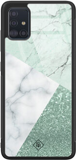 Casimoda Samsung Galaxy A71 glazen hardcase - Minty marmer collage