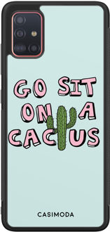 Casimoda Samsung Galaxy A71 hoesje - Go sit on a cactus Blauw