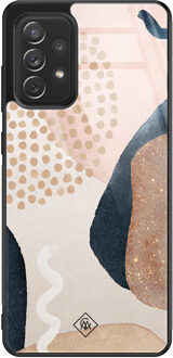 Casimoda Samsung Galaxy A72 glazen hardcase - Abstract dots Bruin/beige